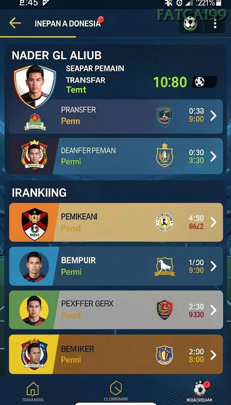 Cuplikan layar KM777 — menu navigasi